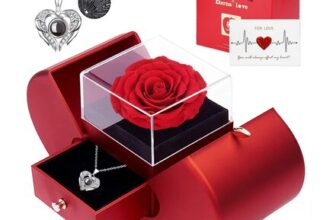 Eternal Flowers Rose with I Love You Necklace in Gift Box
