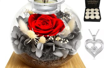 Eternal Rose Birthday Gifts for Women,Preserved Real Roses in Glass Dome with Scented Candle&Heart Necklace,Long-Lasting Eternal Flower,Valentine Forever Rose Gift for Mum Wife Sister Girlfriend (Red)