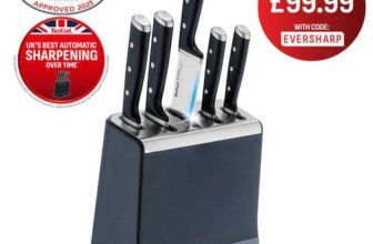 EverSharp Pro K297S644 5-Piece Knife Block – Midnight Blue
