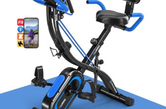 Exercise Bike, 5-in-1 Quiet Folding Exercise Bikes for Home Use, 16 Level Adjustable Magnetic Resistance Foldable Stationary Exercise Bike, LCD Display with Heart Rate, 350LBS Capacity Comfort Seat