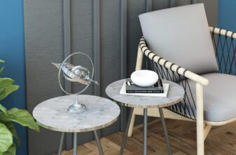 FEFE Set Of 3 End Tables For Living Room Round Stacking Side Tables Set Of 3 Accent Faux Marble top Bedroom Living Room Balcony Nesting Coffee Tables With Metal Legs Black/Gold/Silver (Silver)