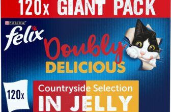 FELIX Doubly Delicious Adult Wet Cat Food Countryside Selection in Jelly Beef, Poultry, Chicken, Kidney, Lamb, Turkey, Liver 120 x 85g Pouches
