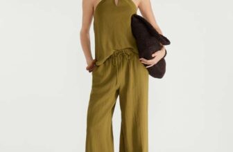 F&F Edit Wide Leg Drawstring Co-ord Trousers in Olive