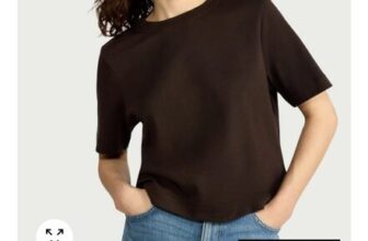 F&F Pure Cotton Short Sleeved Crop Top in Chocolate