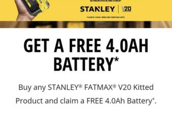 FREE Stanley 4AH battery when you buy any v20 Fatmax tool