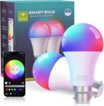 FRIDEKO HOME Smart Light Bulb – WiFi Bayonet Light Bulbs, LED Color Changing Light Bulb Work with Alexa and Google Assistant, 10W B22 RGBCCT Dimmable Lightbulbs, 800LM,2 Packs