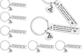 FRIUSATE 10 Pcs Thank You Gift May You Be Proud of The Work You Do Keychain Appreciation Gifts Sliver Thank You Keyrings for Teacher Counselor Doctor Nurse