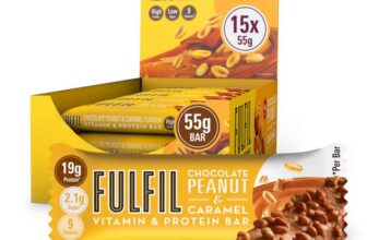 FULFIL Protein Bars, Chocolate Peanut & Caramel Flavour, 15 x 55g – £17.95 S&S