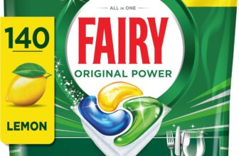 Fairy Original Power Dishwasher Tablets Lemon, 140 Capsules, 1st Time Cleaning Action with No Rewash, Effective on 100% Grease, Spotless Shine Without Residues