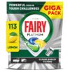 Fairy Platinum Dishwasher Tablets, Lemon, 113 Capsules, Powerful Even on Tough Cleaning Challenges