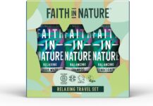 Faith in Nature 3 x 100 ml Lavender & Geranium, Vegan Hair and Body Care Gift Set Travel Size Hair Shampoo, Conditioner & Body Wash Bath Sets Gifts for Women and Men