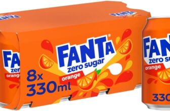Fanta Zero Orange Soft Drink Cans, 8 x 330 mL