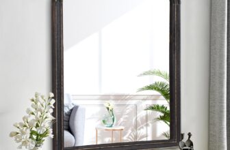 Farmhouse Bathroom Wall Mirror Wood Frame Rustic Hanging Mirror Decor Vintage Rectangular Horizontal Small Mirrors for Wall Living Room Bedroom Vanity Entryway Vintage Black