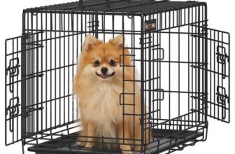 Feandrea Dog Crate, Foldable Dog Cage with 2 Doors, Removable Tray, 61 x 43.5 x 50.5 cm