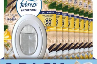 Febreze Bathroom Continuous Air Freshener Vanilla, Pack of 8, Fights Odours and Freshens