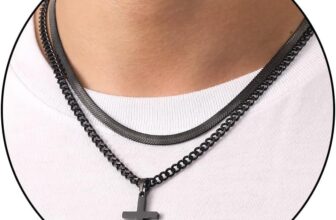 Fehki Mens necklaces,2PCS Stainless Steel Cross Necklace for Men,Silver/Gold/Black Sturdy Cuban Snake Chain Necklace Valentines Day Jewelry Gifts for Men Teen