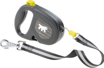 Ferplast FLIPPY ONE REFLEX Reflective Extendable Dog Lead – Evening Walks – Bag Holder – Lock & Release Button – Ergonomic Design – Cord – Max 35 Kg – 5m, Yellow