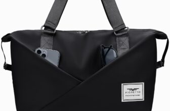 Fioretto Womens Travel Bag Duffle Bag with Laptop Compartment, Water Resistant Gym Bag Weekend Bag Overnight Hospital Bag Holdall with Separated Shoes Compartment & Wet Pocket Black