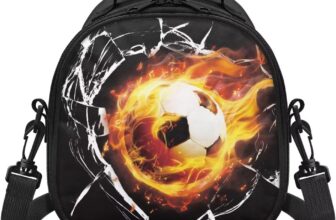 Fire Football Lunch Bag Boys Insulated Lunch Box Container with Removable Shoulder Belt,Suitable for School Office Picnic
