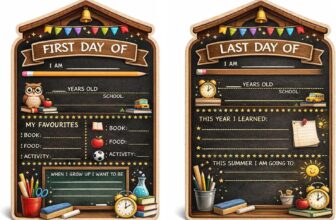 First Day of School Board, First Day At School Gifts, Back to School Board, Double Sided Reusable Chalkboard Sign 20 x 30 cm for Back to School Photo Props Nursery Primary