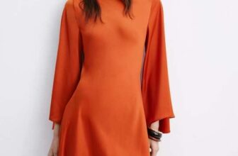 Flared-sleeve satin dress – £35.99 w/Code