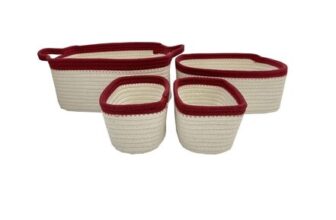 Flexi Storage Living Red Trim White Polyester Nestable Storage Basket