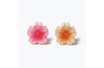 Flitzy 2 Pack Pink and Orange Mini Flower Claw Clips – One Size
