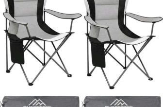 Folding Camping Chair High Back Padded with Cup Holder Side Pocket Portable – Thinkprice (UK Mainland)