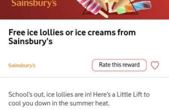 Free (upto £1.50) iced lollies or ice cream from Sainsburys courtesy of Vodafone