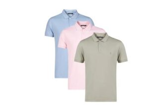 French Connection 3 Pack Cotton Short Sleeve Polo Shirts