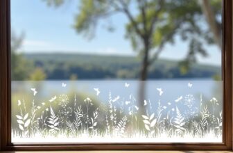 Frosted Window Film Privacy, Privacy Film for Glass Windows, Opaque Window Films, Easy to Apply, Static Cling, No Glue Ideal for Bathroom Home Kitchen and Office, 44.5x200cm (Flower Patch)