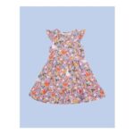 Frugi Olivia Printed Skater Dress Purple