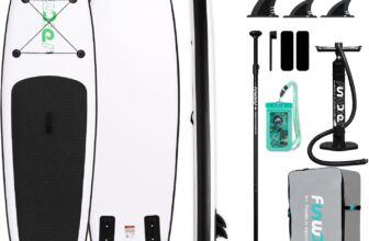 FunWater Inflatable Stand Up Paddle Board Ultra-light SUP – Adult Paddleboards with Adj Paddle, Hand Pump, Backpack, Leash
