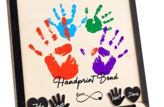 Funnli Dad Birthday Gifts, 10 Handprint Kit Dad Gifts, DIY Family Keepsake Wood Frame Present for Daddy, Personalised Christmas Birthday Anniversary Fathers Day Gifts for Dad
