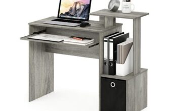 Furinno Econ Multipurpose Office Desk with Bin, Grey