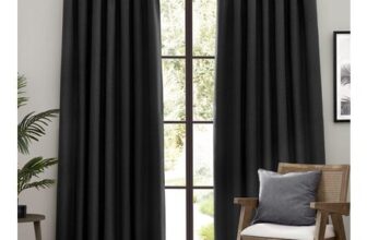 Furn. Dawn Black Blackout Pencil Pleat Curtains 168 X 229cm