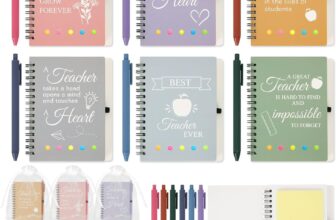 GADITIEK 6 Sets Thank You Teacher Gifts, Teachers Notebook Gifts for Women Men, Gift Teacher Multipack with Pen and Organza Bag for Nursery, Teaching Assistant, Teacher Gift