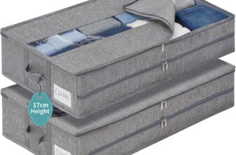 GARPROVM Underbed Storage Boxes, Low Profile Under Bed Storage Box with Lid, 76x40x17cm Storage Bags for Clothes, 2 Pack Clothes Storage Bags with Top Viewing Window, Side Handles, Label Pocket