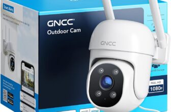 GNCC 1080P Home Security Camera Outdoor Surveillance with AI Motion Detection,360View Pan-Tilt, 2.4G WiFi, Color Night Vision, IP65 Waterproof, 24/7 Recording, Two-Way Audio, Cloud & SD Card Storage