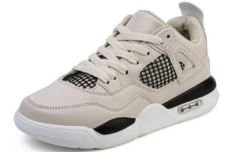 GOGOUP Kids Trainers Breathable Beige Running Shoes