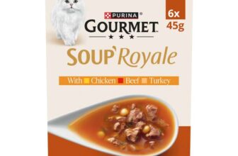 GOURMET Soup Royale (Chicken, Beef, Turkey) Wet Cat Food Pouch 6x45g (Pack of 4)