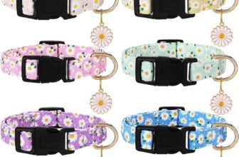 GSrenyu 6 PCS Dog Collars,Quick Release Floral Themed Dog Collar with Safty Buckle Adjustable Puppy Collars for Small Medium Dogs