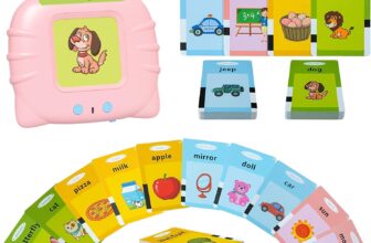 GUYUCOM Girls Toy Talking Flash Cards for 2,3,4 Years Old Kids, British Accent Speech Therapy Toys for Children, Autism Sensory Toddler Gifts with 112 Talking Flash Cards (Pink)