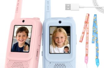 GUYUCOM Video Walkie Talkies for Kids, Ideal Toys Gifts for 3, 4, 5, 6, 7, 8 Year Old Boys & Girls, for Children, Stocking Fillers, with Camera and Five Sound Effects Options