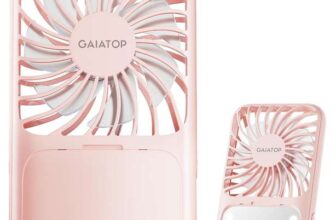 Gaiatop Portable Chargeable Handheld Fan for Desktop, 3 Speed LED With Mirror Light – by gaiatop FBA