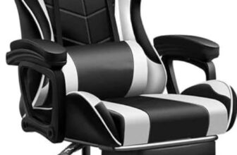 Gaming Chair Ergonomic Computer Chair Office Chair Desk Swivel Chair Adjustable Reclining Footrest Cushion White New