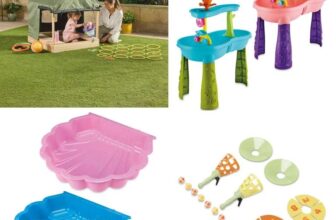 Garden Fun: Wooden Sandpit £34.99 / Sand And Water Table £19.99 / Sand Pit £7.99 / Outdoor Games Assortment £4.99