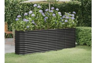 Garden Raised Bed Powder-Coated Steel 224x40x68 Cm Anthracite