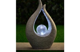 Garden Sculpture with Solar Crackle Ball