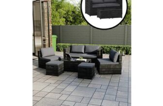 Garden Vida Islay 6 Seater Rattan Furniture Set ALREADY ASSEMBLED